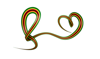 3d Flag Of Zimbabwe, Heart Shaped, Shiny Wavy Awareness Ribbon, 3d illustration png