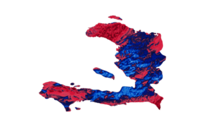 Haïti kaart met de vlag kleuren blauw en rood schaduwrijk Verlichting kaart 3d illustratie png