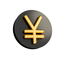 JPY Japanese Yen currency symbol in gold and black 3d Illustration png