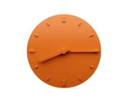 Minimal Orange clock quarter past Eight o'clock abstract Minimalist wall clock Eight fifteen 3d Illustration png