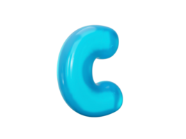 Aqua Blue jelly C letter - 3d illustration png