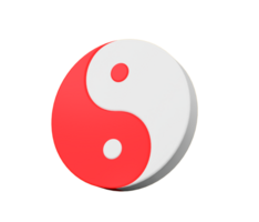 3d rouge et blanc yin et Yang symbole de harmonie et équilibre, 3d illustration png