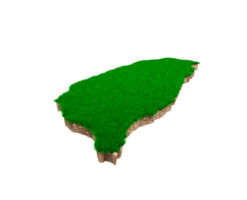 taïwan carte coupe transversale de la géologie des sols avec de l'herbe verte et de la texture du sol rocheux illustration 3d png