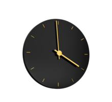 Prämie Gold Uhr Symbol isoliert 4 Ö Uhr auf schwarz Symbol. vier Uhr Zeit Symbol 3d Illustration png