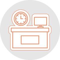 Workplace Line Sticker Multicolor Icon vector