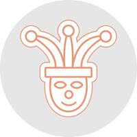Jester Line Sticker Multicolor Icon vector