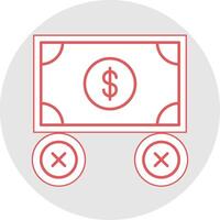 No Money Line Sticker Multicolor Icon vector