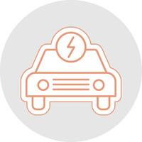 Electric Car Line Sticker Multicolor Icon vector