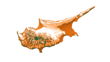 Cyprus kaart met de vlag kleuren rood en geel schaduwrijk Verlichting kaart 3d illustratie png