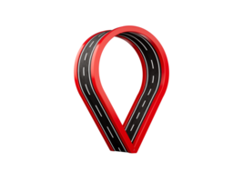 röd plats Karta stift ikon tillverkad med asfalt Spår väg 3d illustration png