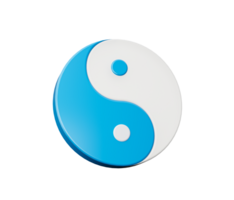 3d bleu et blanc yin et Yang symbole de harmonie et équilibre, 3d illustration png