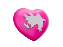 3d rosado corazón con 3d blanco mapa de azerbaiyán, 3d ilustración png