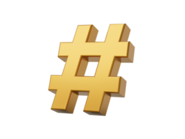 oro hashtag icono 3d ilustración png