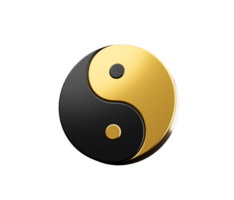 3d Black And Golden Yin And Yang Symbol of Harmony And Balance , 3d illustration png