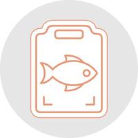 Fish Cooking Line Sticker Multicolor Icon vector