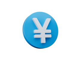 3d Yen symbol Blue White colors 3d illustration png