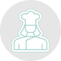 Lady Chef Line Sticker Multicolor Icon vector