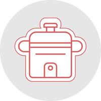 Rice Cooker Line Sticker Multicolor Icon vector