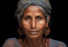 AI generated Elderly Indian woman. Woman's Day. Tradition and culture. photo