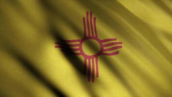 Abstract of New Mexico state's flag waving in the wind. Animation. The flag of the U.S. state of New Mexico consists of a red sun symbol of the Zia on a field of yellow. video