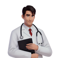 Cartoon doctor holding a clipboard png