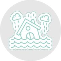 Flood Line Sticker Multicolor Icon vector