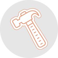 Hammer Line Sticker Multicolor Icon vector