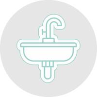 Sink Line Sticker Multicolor Icon vector