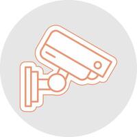 Security Camera Line Sticker Multicolor Icon vector