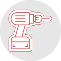 Electric Drill Line Sticker Multicolor Icon vector