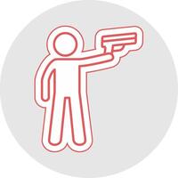 Policeman Holding Gun Line Sticker Multicolor Icon vector