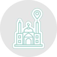 Mosque Location Line Sticker Multicolor Icon vector