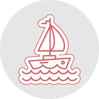 Yacht Line Sticker Multicolor Icon vector