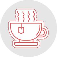 Hot Tea Line Sticker Multicolor Icon vector