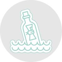 Message In Bottle Line Sticker Multicolor Icon vector