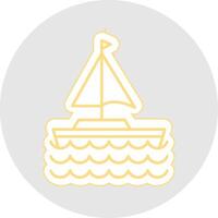 Sail Boat Line Sticker Multicolor Icon vector