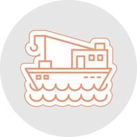 Fishing Boat Line Sticker Multicolor Icon vector