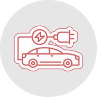 Electric Car Line Sticker Multicolor Icon vector