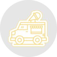 helado camioneta línea pegatina multicolor icono vector