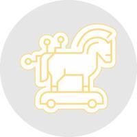 troyano caballo línea pegatina multicolor icono vector