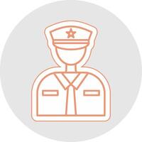 Officer Line Sticker Multicolor Icon vector