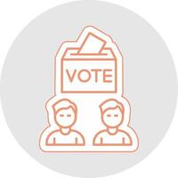 votantes línea pegatina multicolor icono vector