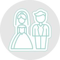 Couple Line Sticker Multicolor Icon vector