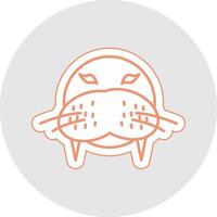 Walrus Line Sticker Multicolor Icon vector