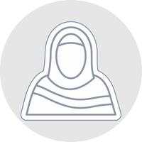 Moslem Woman Line Sticker Multicolor Icon vector