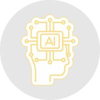 Artificial Intelligence Line Sticker Multicolor Icon vector