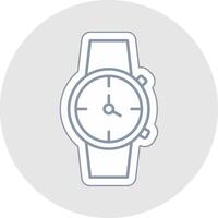 reloj línea pegatina multicolor icono vector