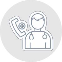 Phone Call Line Sticker Multicolor Icon vector