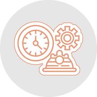 Working Hours Line Sticker Multicolor Icon vector