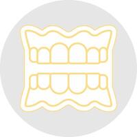 Denture Line Sticker Multicolor Icon vector